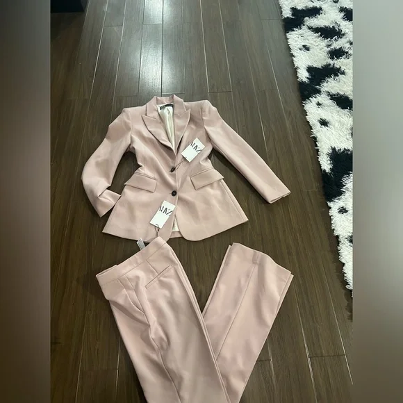 Zara powered pink brush classic fit tuxedo suit